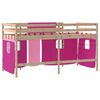 vidaXL Kids' Loft Bed with Curtains without Mattress Pink 80x200cm