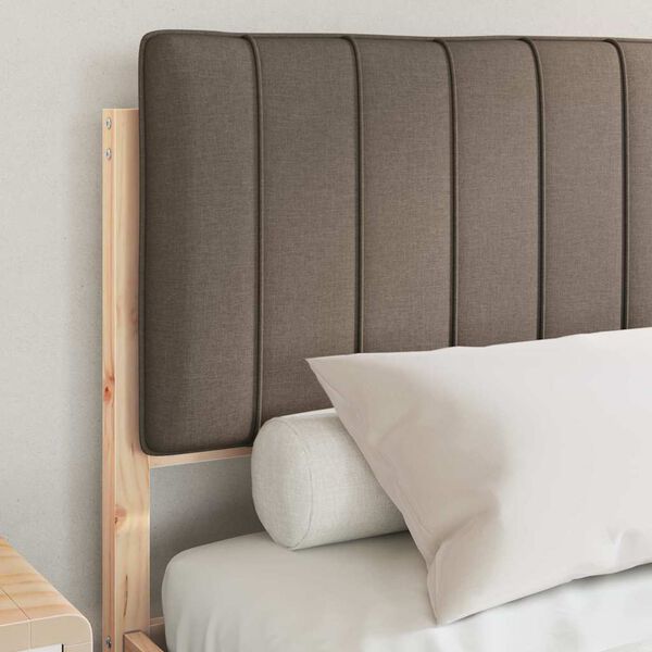 vidaXL Bed Frame with Upholstered Headboard Taupe 135 x 190 cm