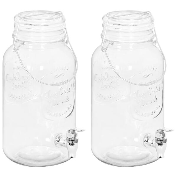 vidaXL Beverage Dispensers 2 pcs 3800 ml Glass