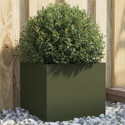 vidaXL Planter Olive Green 32x30x29 cm Cold-rolled Steel