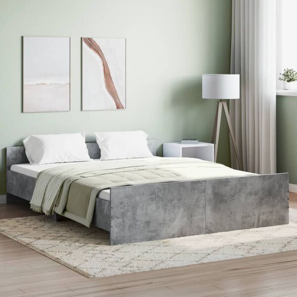 vidaXL Bed Frame without Mattress Concrete Grey 150x200 cm King Size