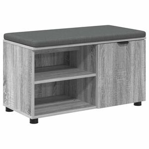 vidaXL Hall Bench with Cushion with Shelf Grey Sonoma 80 x 38 x 46 cm