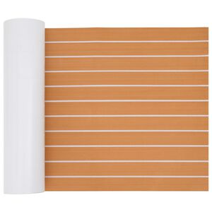 vidaXL Boat Mat Striped Brown and White 240 x 60 cm EVA