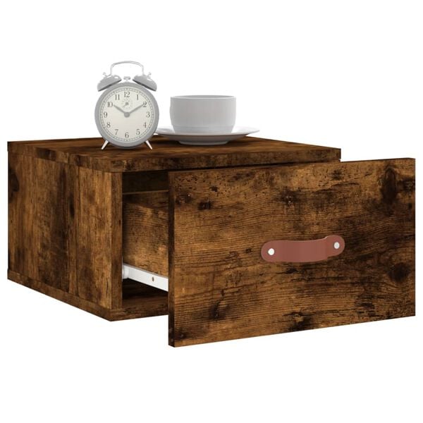 vidaXL Wall-mounted Bedside Cabinet Smoked Oak 35x35x20 cm