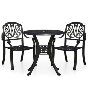 vidaXL 3 Piece Bistro Set Cast Aluminium Black