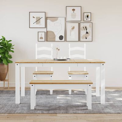 vidaXL Dining Table Panama White 160x80x75 cm Solid Wood Pine