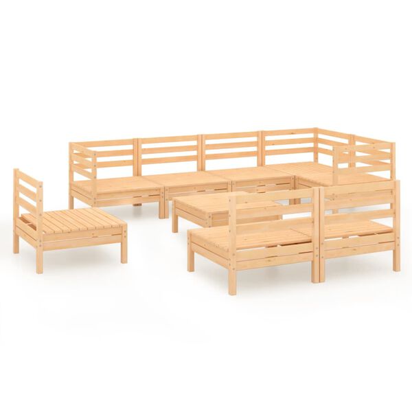vidaXL 9 Piece Garden Lounge Set Solid Wood Pine