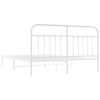vidaXL Metal Bed Frame without Mattress with Headboard White 160x200cm