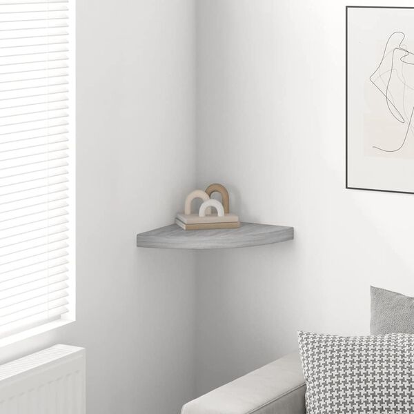 vidaXL Wall Corner Shelf Concrete Grey 35x35x3.8 cm MDF