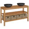 vidaXL Vanity Cabinet With Sink | Black | Solid Teak Wood | Medium | Storage