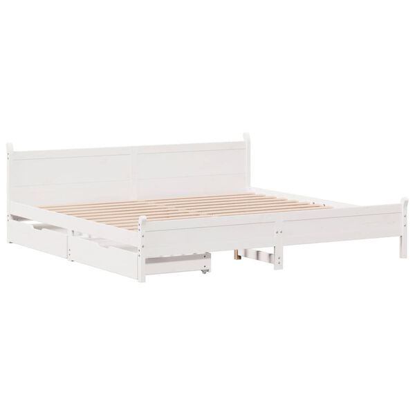 vidaXL Bed Frame without Mattress White 200x200 cm Solid Wood Pine