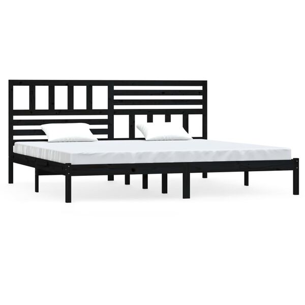 vidaXL Bed Frame without Mattress Black Solid Wood Pine 200x200 cm