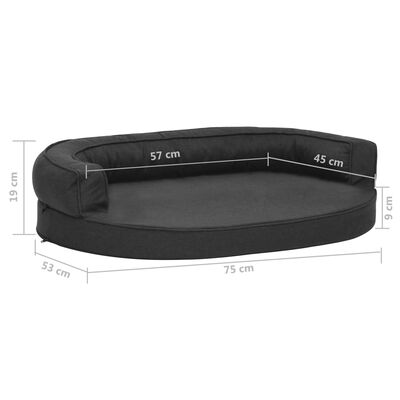 vidaXL Ergonomic Dog Bed Mattress 75x53 cm Linen Look Black