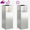 vidaXL Solar LED Pathway Light Herringbone 2 pcs Galvanized Galvanized