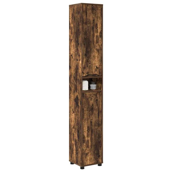 vidaXL Bathroom Cabinet Smoked Oak 30.5 x 30 x 195 cm Engineered Wood