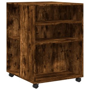 vidaXL Side Table with Wheels Smoked Oak 55x60x78 cm Engineered Wood