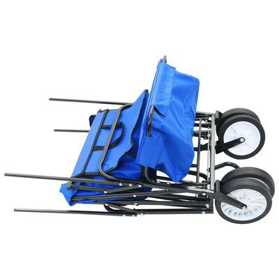 vidaXL Folding Hand Trolley with Canopy Steel Blue
