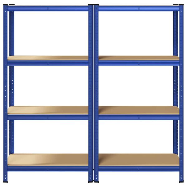 vidaXL 4-Layer Storage Shelves 2 pcs Blue Steel&Engineered Wood