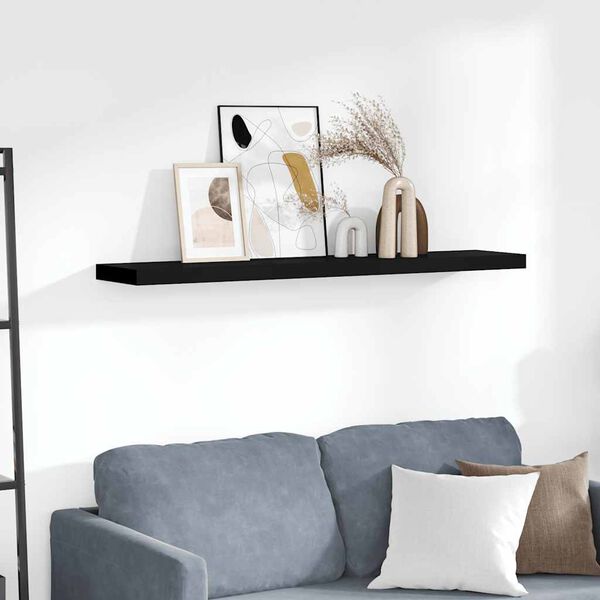 vidaXL Floating Wall Shelf Black 120x23.5x3.8 cm MDF
