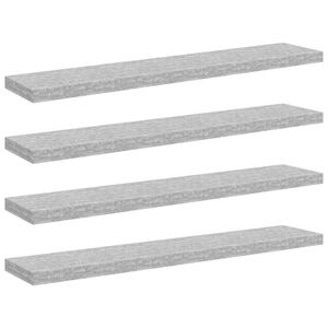 vidaXL Floating Wall Shelves 4 pcs Concrete Grey 120x23.5x3.8 cm MDF