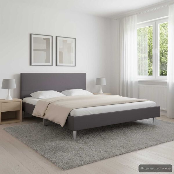 vidaXL Bed Frame without Mattress Grey Fabric 135x190 cm Double