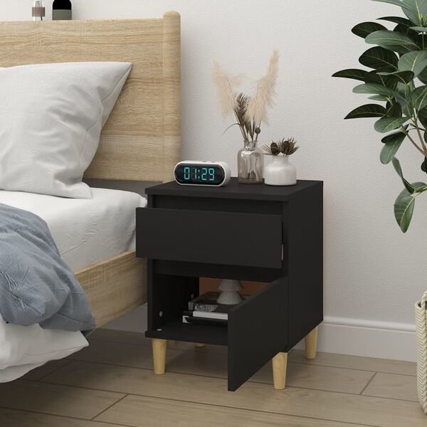 vidaXL Bedside Cabinet Black 40x35x50 cm