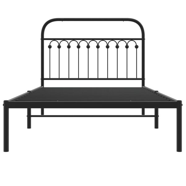 vidaXL Metal Bed Frame without Mattress with Headboard Black 107x203cm