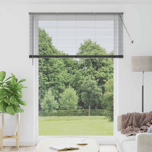 vidaXL Window Blind with Curtains Manual Dark grey Aluminium