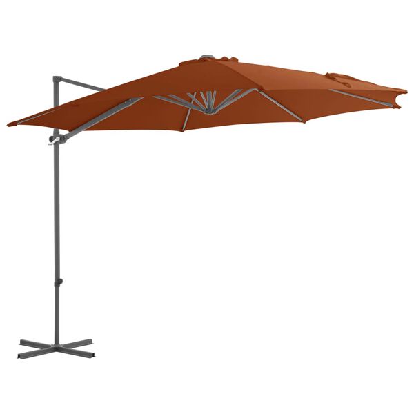 vidaXL Cantilever Garden Parasol with Steel Pole Terracotta 300 cm