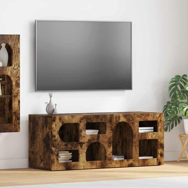 vidaXL TV Cabinet Smoked Oak 100 x 35 x 40 cm Engineered Wood