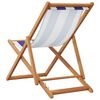 vidaXL Folding Beach Chair Blue and White Solid Wood Eucalyptus and Fabric