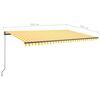 vidaXL Freestanding Manual Retractable Awning 500x300 cm Yellow/White