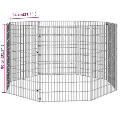 vidaXL 8-Panel Rabbit Cage 54x80 cm Galvanised Iron