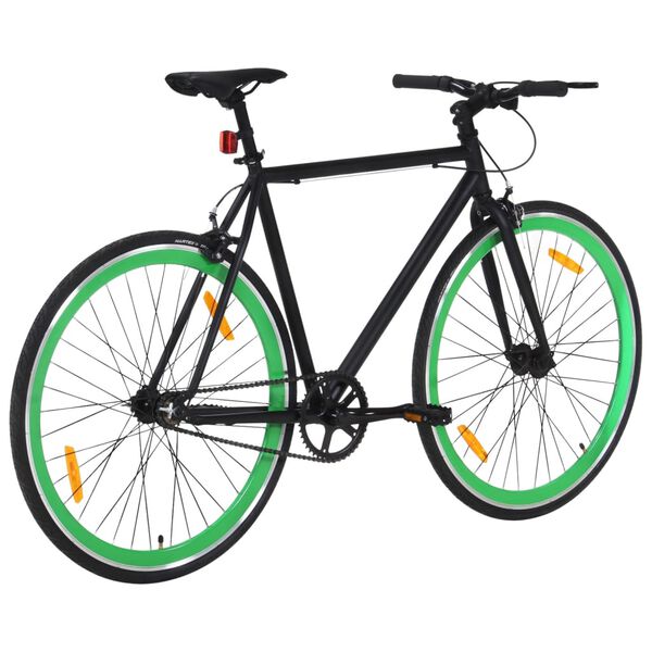 vidaXL Fixed Gear Bike Black and Green 700c 59 cm