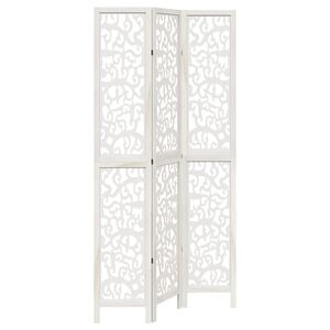 vidaXL Room Divider 3 Panels White Solid Wood Paulownia