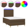 vidaXL Box Spring Bed with Mattress&LED Dark Brown 120x200 cm Fabric