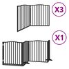 vidaXL Dog Gate with Door Foldable 10 Panels Black 800 cm Poplar Wood