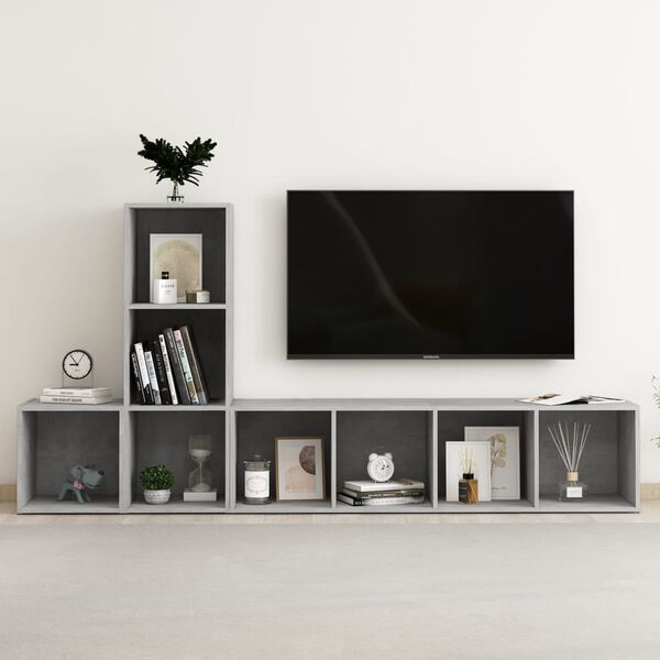 vidaXL 3 Piece TV Cabinet Set Concrete Grey Engineered Wood