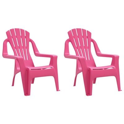 vidaXL Garden Chairs 2 pcs for Children Pink 37x34x44 cm PP Wooden Look