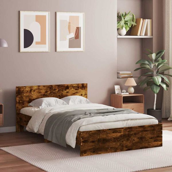 vidaXL Bed Frame without Mattress Smoked Oak 120x190 cm Small Double