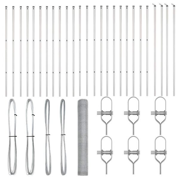 vidaXL Fence Post Silver 50 x 1 m (13 mm mesh) Steel