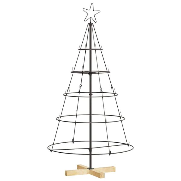 vidaXL Christmas Cone Tree with Stand Black 125 cm Steel
