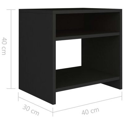 vidaXL Bedside Cabinets 2 pcs Black 40x30x40 cm Engineered Wood