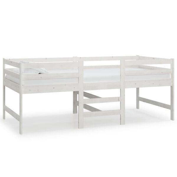 vidaXL Mid-high Bed without Mattress White Solid Wood Pine 90x200cm