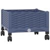 vidaXL Garden Planter with Wheels Blue Grey 40 x 40 x 33 cm PP