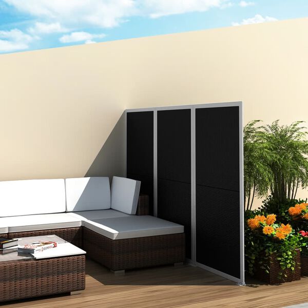 Outdoor Rattan Screen Divider Black
