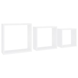 vidaXL Wall Cube Shelves 3 pcs White MDF