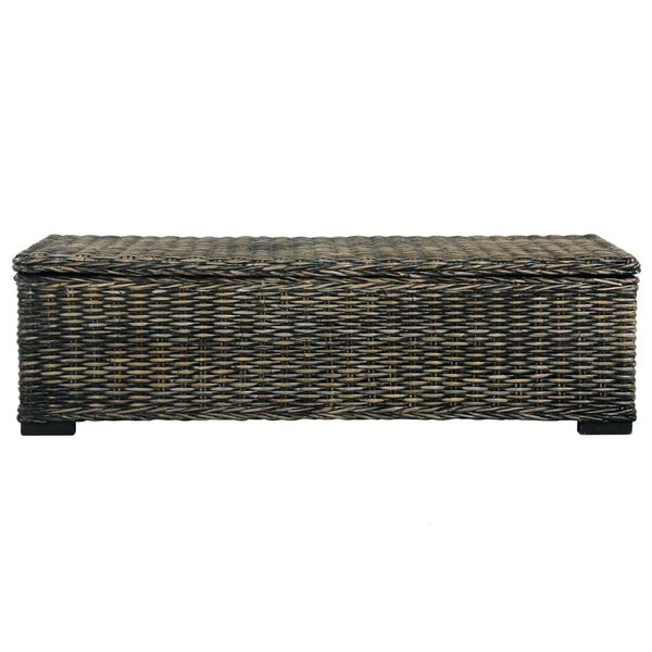 vidaXL Storage Box 120 cm Black Kubu Rattan and Solid Mango Wood