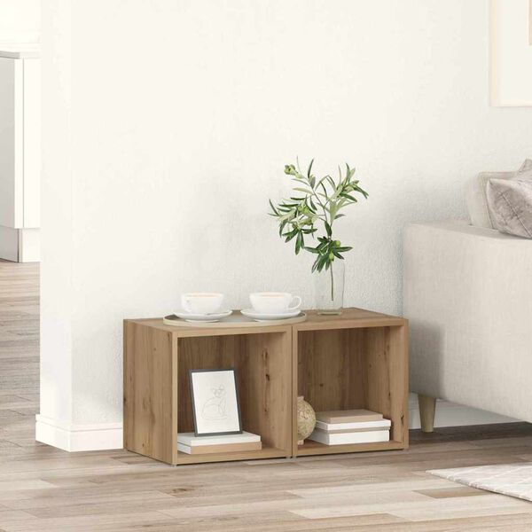 vidaXL TV Cabinet Set Wall-mounted 2 pcs Artisan Oak 37 x 35 x 37.5 cm