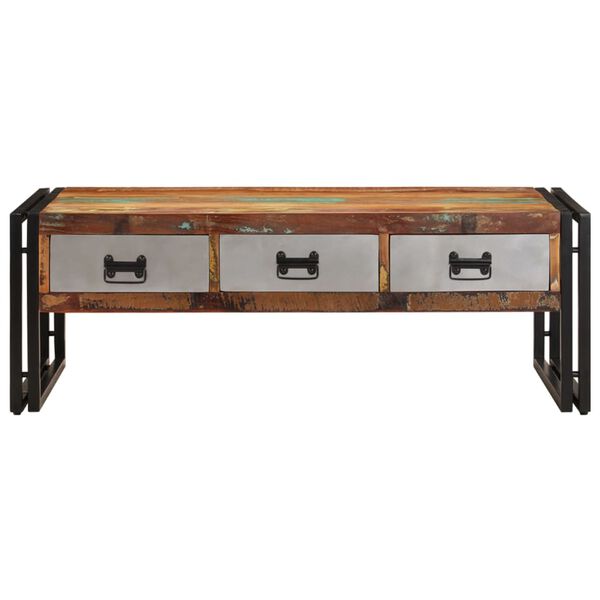 vidaXL Coffee Table with 3 Drawers Solid Reclaimed Wood 100x50x35 cm